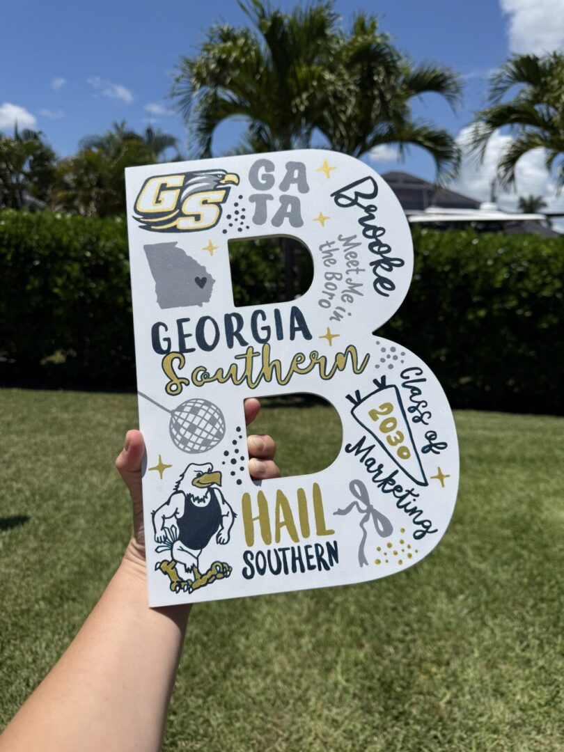 Decorative Georgia Southern letter B sign