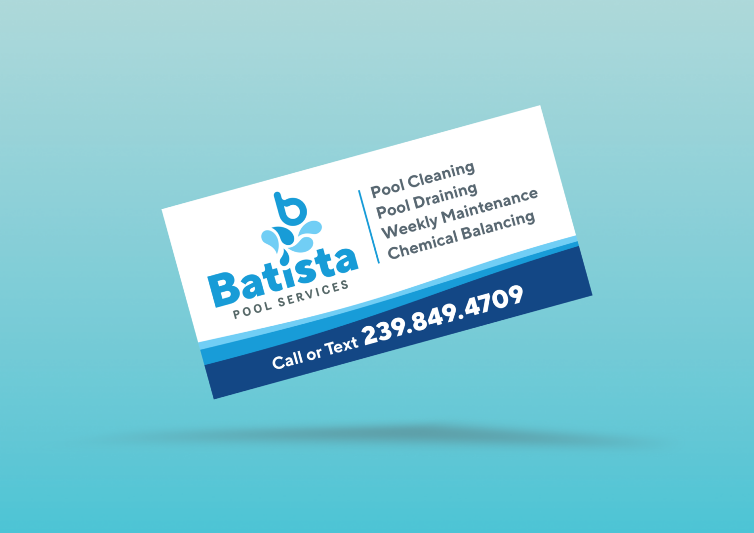 Batista Pool Services business card with phone number