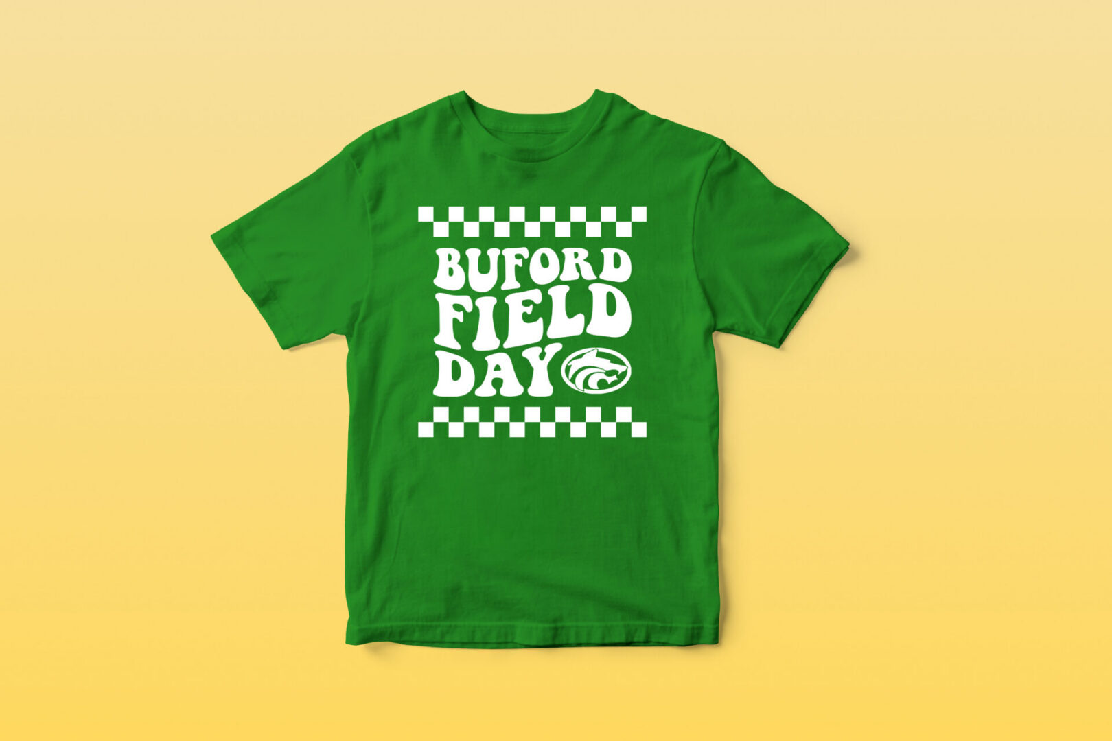 Green Buford Field Day t-shirt with white print