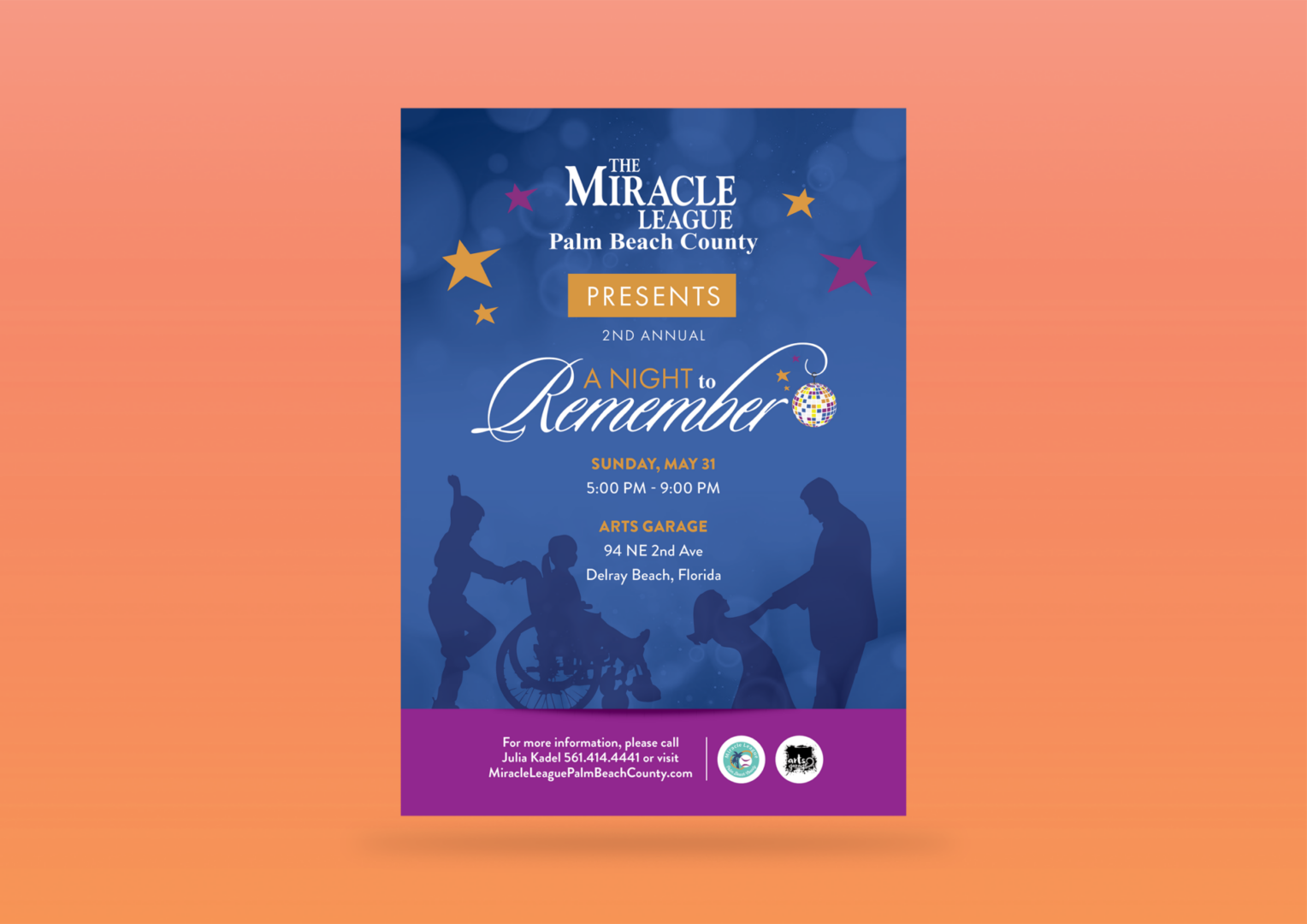 Miracle League event poster with wheelchair silhouette